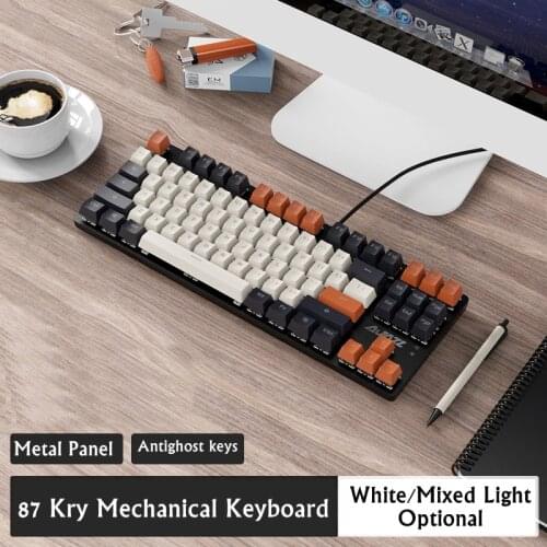 Ajazz Metal Panel 87 Key USB Wired Backlit Mechanical Gaming Keyboard Macro Programming Full Antighost Keys