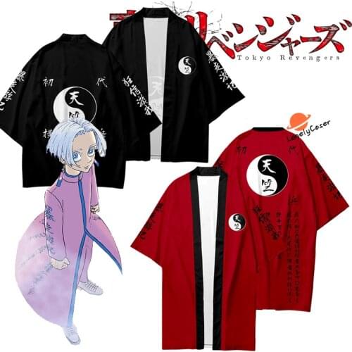 Anime Tokyo Revengers Kurokawa Izana Cosplay Costume Cloak Black Red Tenjiku Kimono Uniform Hanagaki Takemichi Tee Short-sleeve