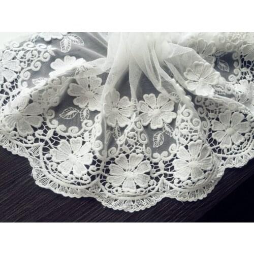 Free shipping 1 yard/lot 23cm wide water soluble Embroidered Lace trim mesh lace trim~Floral~ diy lace SC075