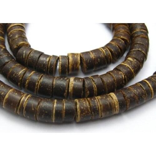 2 Strands of 22" Natural Dark Coconut Heishi Beads 8mm