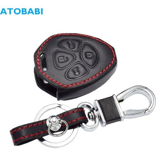 Real Leather Car Key Case For Toyota Camry Avalon Corolla Matrix Rav4 Venza Yaris 4 Buttons Remote Fob Shell Cover Keychain Bag