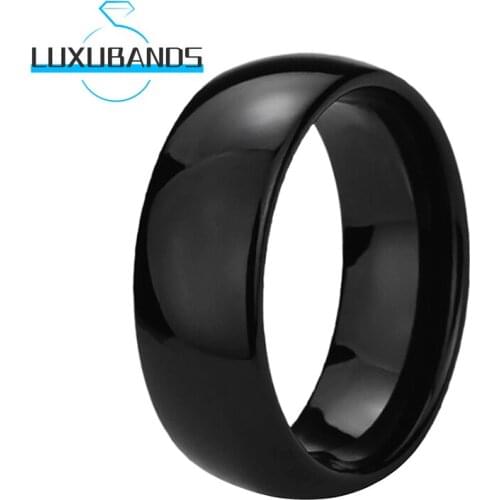8MM Black Tungsten Wedding Rings For Men Wemen Engagement Domed Bands Polished Finished Comfort Fit