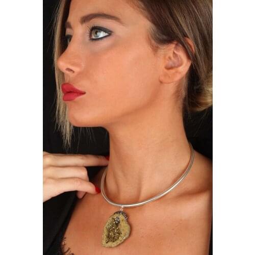 DR STONE quartz silver plated brass female necklace 120 AR748 152120147