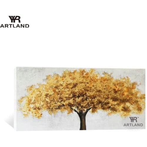 Cheap Big sizes yellow tree landscape Hand painted canvas oil painting wall art hanging picture poster for living room no framed