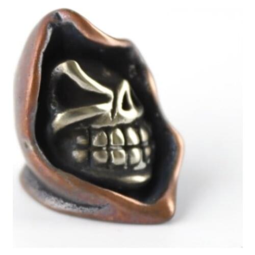 EDC Knife Beads Copper Death Skull Lanyard Bead Paracord Knife Tool DIY Pendant