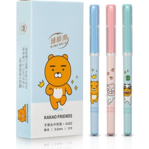 12Pcs/set Bullet Point Full Needle Tube Gel Pen 0.5mm Black Writing Smooth Childrens Student Office Writing Tools School Suppli