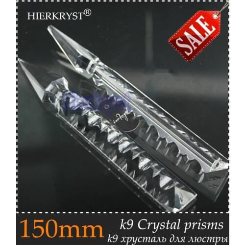 HIERKYST 10 pcs K9 Glass Crystal Prisms Pendants Chandeliers Parts Lustres Rainbow Lamp Lighting Hang Drops 150mm 5.9" #2097A