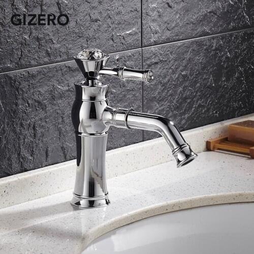 Crystal Bathroom Basin Mixer Faucets Chrome Polished with Swivel Spout Vessel Sink Mixer Taps Bathroom Torneira ZR607