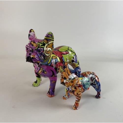 Art Graffiti Bulldog Pendulum Jewelry Indoor Resin Crafts Ornaments Animal Statue Decoration Office Resin Decoration Home