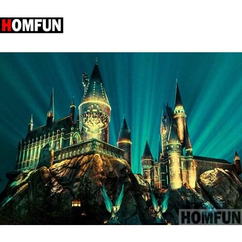 HOMFUN Full Square/Round Drill 5D DIY Diamond Painting "Castle scenery" Embroidery Cross Stitch 3D Home Decor Gift A11854