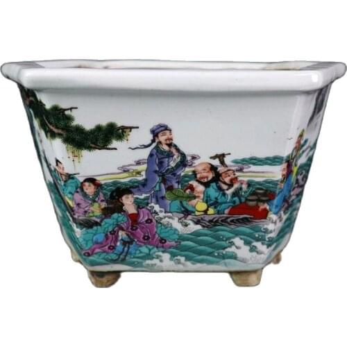 The six square flowerpots of Chinas old porcelain pastel eight immortals picture