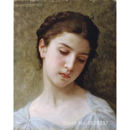 Canvas Paintings for living room Head Of A Young Girl William Adolphe Bouguereau High quality Hand painted
