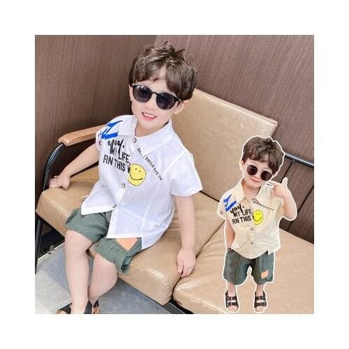 Boys Printed Letter Suit 2021 Summer New Childrens Fashion Baby Boys Leisure Two-piece Suit Kids Short Sleeve Shirt Shorts Sets