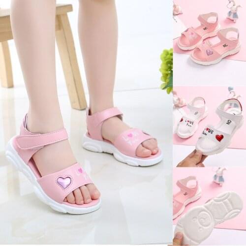 1-16years old Girls leather sandals 2020 new fashion flat bottom little girl beach shoes Korean princess cute bear shoes