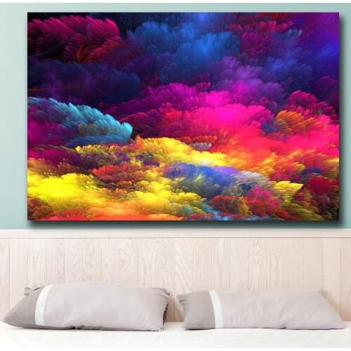 Wxkoil Wall Art Rainbow Colorful Colors Splash Wall Picture For Living Room Home Decor Oil Painting On Canvas Wall Painting