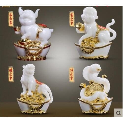 Real White Stone Cashmere Sand Gold Brilliant Jade Crafts Rat ox tiger Horse sheep monkey chicken dog Decoration home