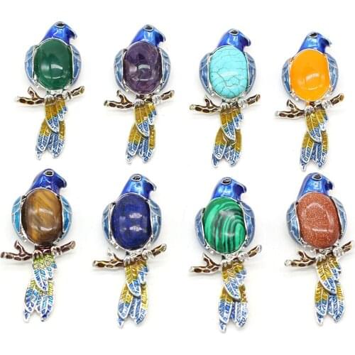 Natural Stone Pendant Brooch Cute Animal Pendant Rose Quartzs Amethysts Charms for Making DIY Jewelry Accessories 25x67mm