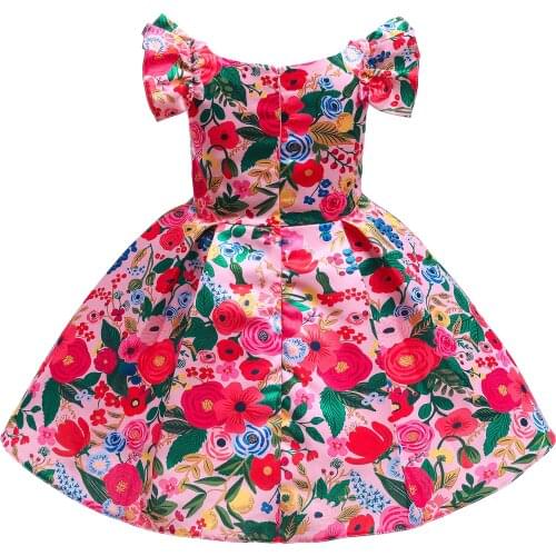 New Designed Girls Dresses for Birthday Colorful Floral Dress for Baby Girls Ball Gown Dress for Evening Party Kids Costume Hot