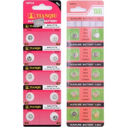 Wholesale 10PCS/lot =1cards AG4 377A 377 LR626 SR626SW SR66 LR66 button cell Watch Coin Battery
