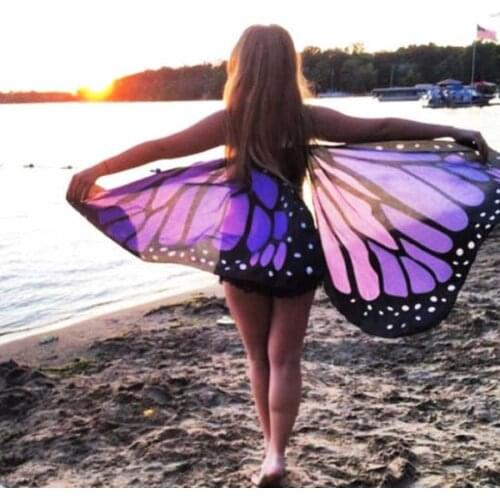 Wholesale 7 Colors Women Scarf Pashmina Butterfly Wing Cape Peacock Shawl Wrap Gifts Cute Novelty Print Scarves Pashminas