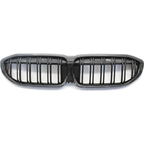 Pair of Gloss Black Dual Slat Front Grille Fit For BMW 3-Series G20 2019 Grill