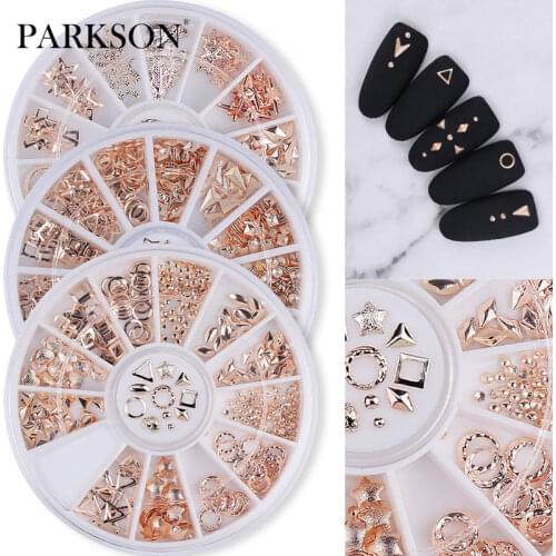 Parkson 1 Box Nail Art Rhinestone Gold Silver Mixed Shape DIY Nail Art 3D Decoration Stone In Wheel Nails Accessories