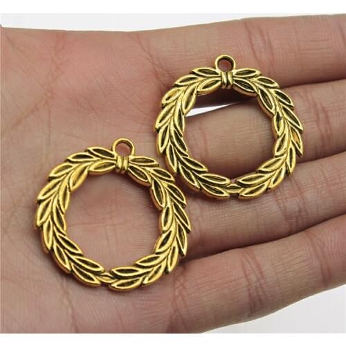 4pcs Charms Olive Branch Laurel Wreath 36x34mm Tibetan Pendants Crafts Making Findings Handmade Antique DIY Jewelry