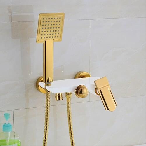 Waterfall type simple bathtub faucet all copper bathtub faucet floor type shower hot and cold shower bathroom