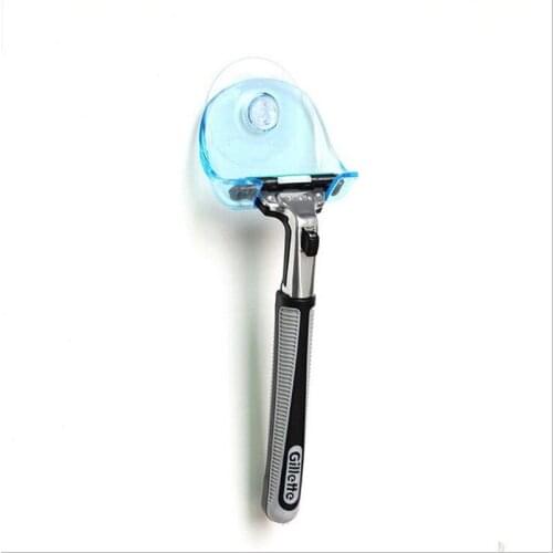 XUNZHE Clear Blue 5*5.3cm Plastic Super Suction Cup Razor Rack Bathroom Razor Holder Suction Cup Shaver bathroom accessories