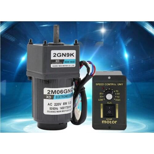 220V Gear Reduction AC Motor 6W Large Torque Slow Speed Positive and Negative Micro Speed Control Small Motor 10-500rpm