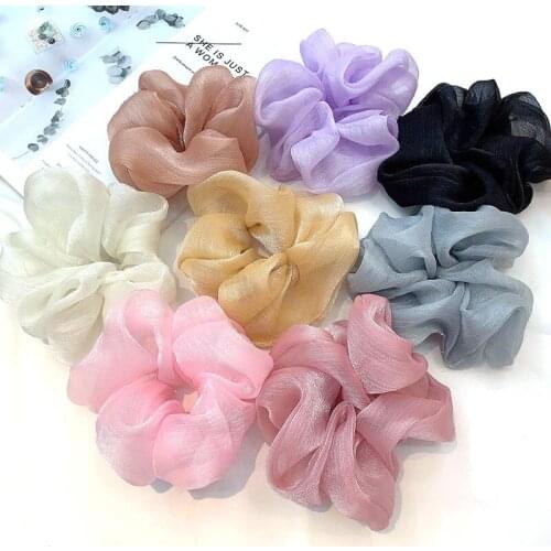 New Arriving Elegant Organza Hair Scrunchies For Women Ponytail Holder Large Size Mesh Hair Rope Girls Hair Accessories