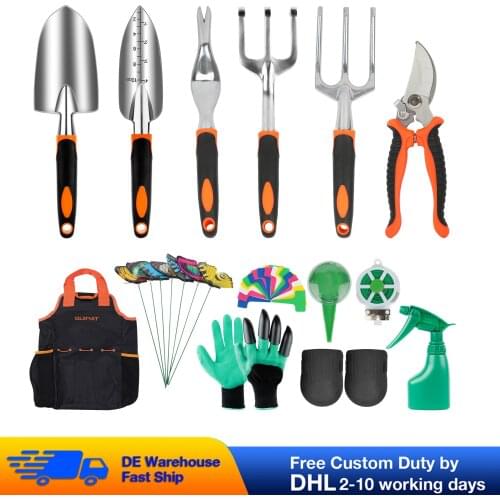 Stainless Steel Garden Tool Set Gloves Trowel Bonsai Shovel Rake Cultivator Weeder Tools With Tool Bag Garden Transplant Tool