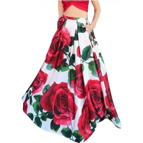 Sexy Womens Floral Loose Skirt Casual Wear Bohemian High Waist Slim African Long Skirt 2021 Fall New Dashiki Print Ankara Skirt