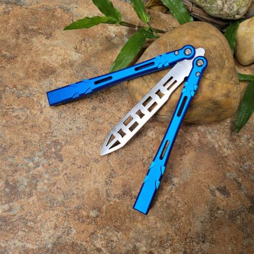Theone alien Butterfly Trainer D2 Blade 6061 aviation aluminum NotSharp Hunting Survival Knife Folding Edc Tool