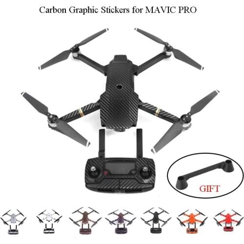 1 set Waterproof Carbon Decal Sticker Skin Wrap Skin for DJI Mavic Pro Drone, with gift For Mavic Pro remote joysticks
