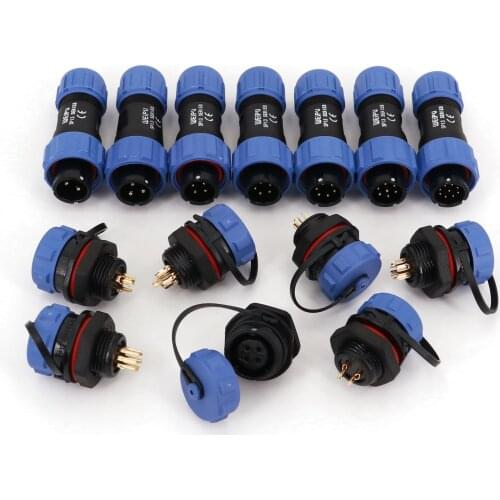 SP13 Waterproof IP68 2/3/4/5/6/7/9 Pin Chassis Panel Mount Circular Aviation Cable Plug Connector