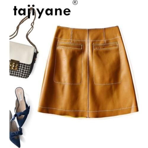 2021 Skirts Mini Womens Real Sheepskin Black Skirts Woman Genuine Leather Skirt Slim High Quality Mujer Faldas TN2164