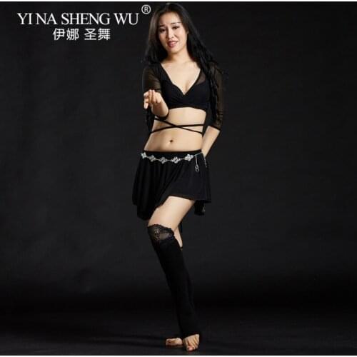 New 2pcs Set Top Skirt Belly Dance Clothes Women Dance Modal Tie Straps Belly Dance Practice Costumes Adult Sexy Belly Dance Set