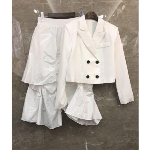 Top Quality Designer Clothing Sets 2021 Autumn Jacket Suits Women Long Sleeve Coat Jacket+Drawstring Deco Ball Gown Skirt Sets