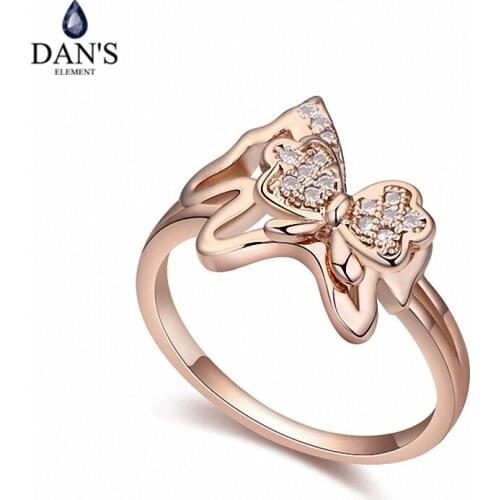 DANS Real Austrian Crystals Brand AAA Zirconia Micro Inlays Fashion Ring for women New Geometric 109681rose
