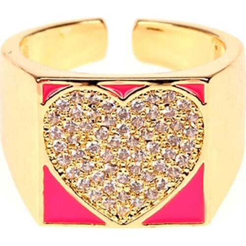 ZHINI New Fashion AAA Zircon Statement Rings for Women Boho Vintage Gold Color Adjustable Opening Ring Wedding Jewelry anillos