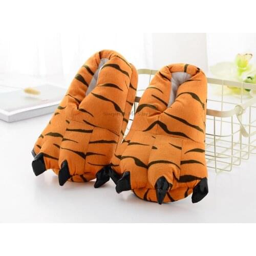 Tiger Paw Shoes Winter Warm Kids Slippers Plush Slippers Cartoon Cute Baby Cotton Indoor Shoes Boys Girls Claw Slippers Children