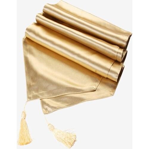 Golden wedding dinner table modern hotel table runner TV cabinet solid table runner satin gold table runner