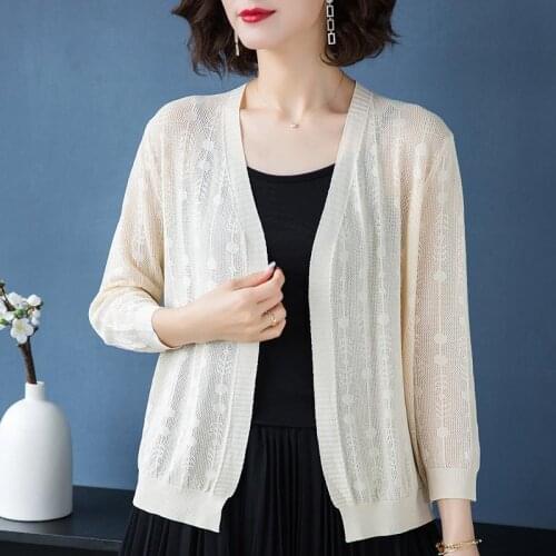 Women 2021 Spring Summer New Fashion Short Ice Silk Blouses Female Thin Sunscreen Shirts Ladies Solid Color Cardigan Tops L98