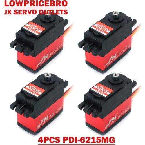 4pcs JX PDI-6215MG 15kg High Precision Metal Gear Digital Standard Servo for 1/8 1/10 RC Car Boat Robot Airplane Helicopter