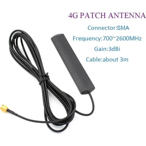4G GSM Antenna 700-2600MHz Glued Strip Patch SMA Male Connector Aerial 3-Meter Length Adhesive Cable for Car Vehicle