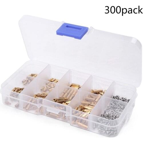 Promotion! 300pcs Brass M2 Hex Column Standoff Support Spacer Screw Nut Stand-off Assortment Kit M2 *4mm/6/mm/8mm/10mm