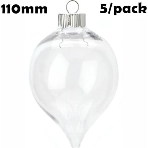 Promotion - DIY Paintable Home Event Garden Glass Christmas Decoration Ornament 100mm Glass Tapered Teardrop, 5/Pack