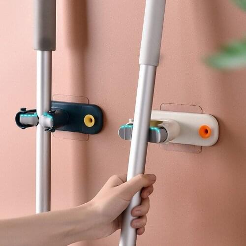 Seamless Wall Mounted Mop Organizer Holder Brush Broom Hanger Storage Rack Kitchen Bathroom Tool Shelves Clip Home Accessories