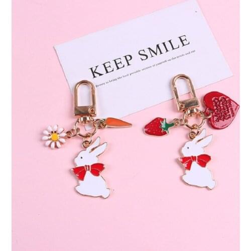 Cute Mini Rabbit Carrot Animal Keychain Bag Car Charm Men And Women Key Chains Jewelry 2019 Fashion Couple Key Ring Jewellery